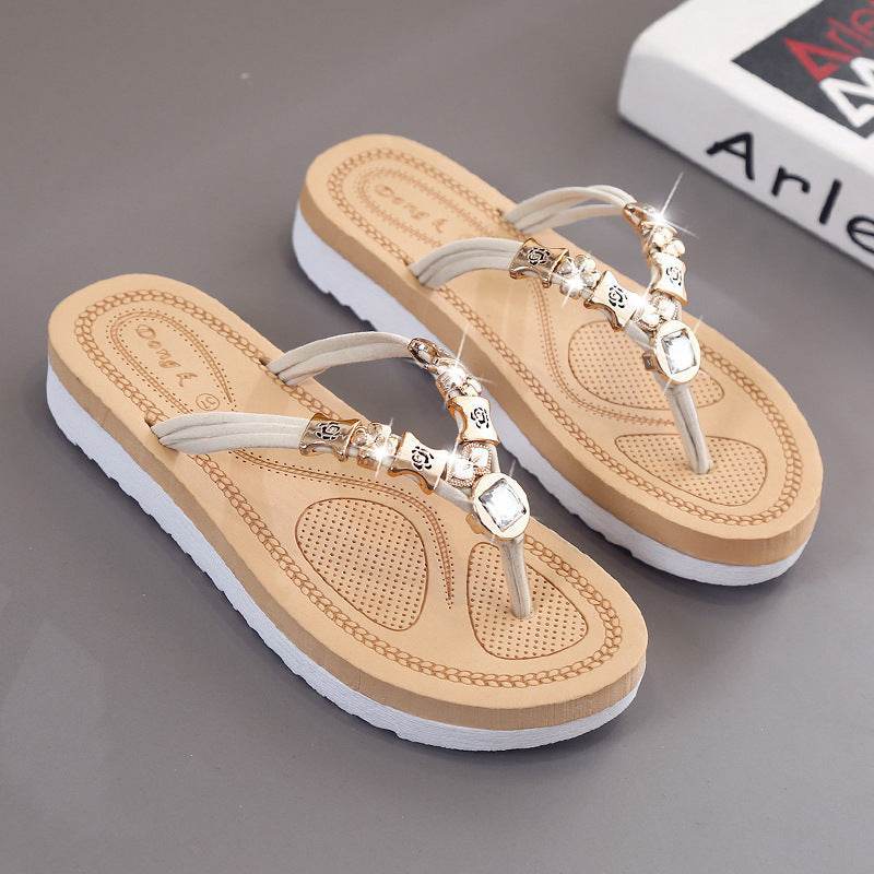 Rhinestone flip flops - Mubimart