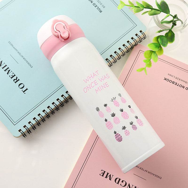 350ML 500ML Thermocup Bouncing Cover Bottle Vacuum Flask Flamingo Pattern Mug Travel Cup Stainless Steel - Mubimart