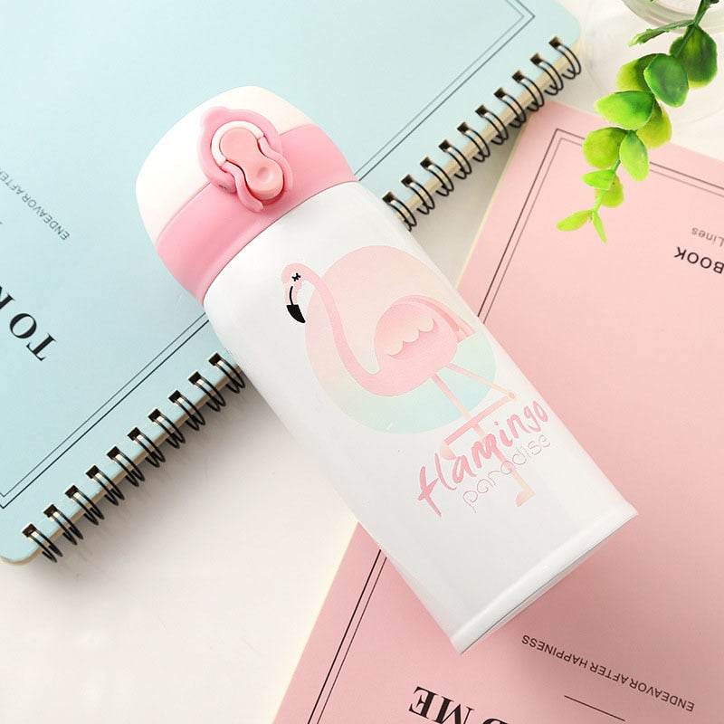 350ML 500ML Thermocup Bouncing Cover Bottle Vacuum Flask Flamingo Pattern Mug Travel Cup Stainless Steel - Mubimart