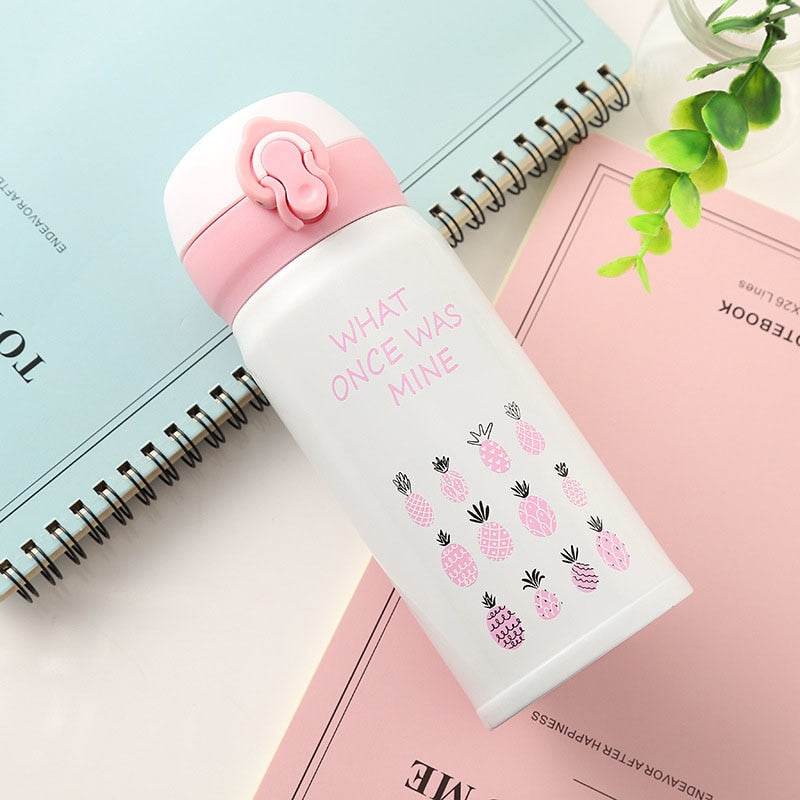 350ML 500ML Thermocup Bouncing Cover Bottle Vacuum Flask Flamingo Pattern Mug Travel Cup Stainless Steel - Mubimart