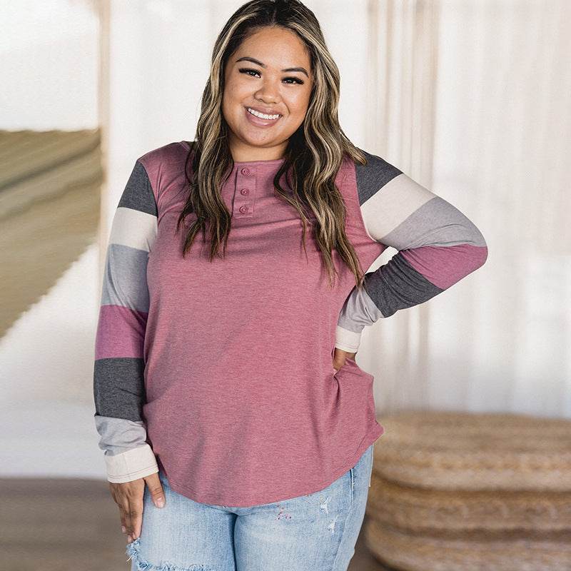 Simple All-matching Pullover Plus Size Top - Mubimart