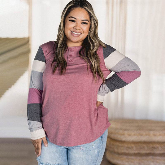Simple All-matching Pullover Plus Size Top - Mubimart