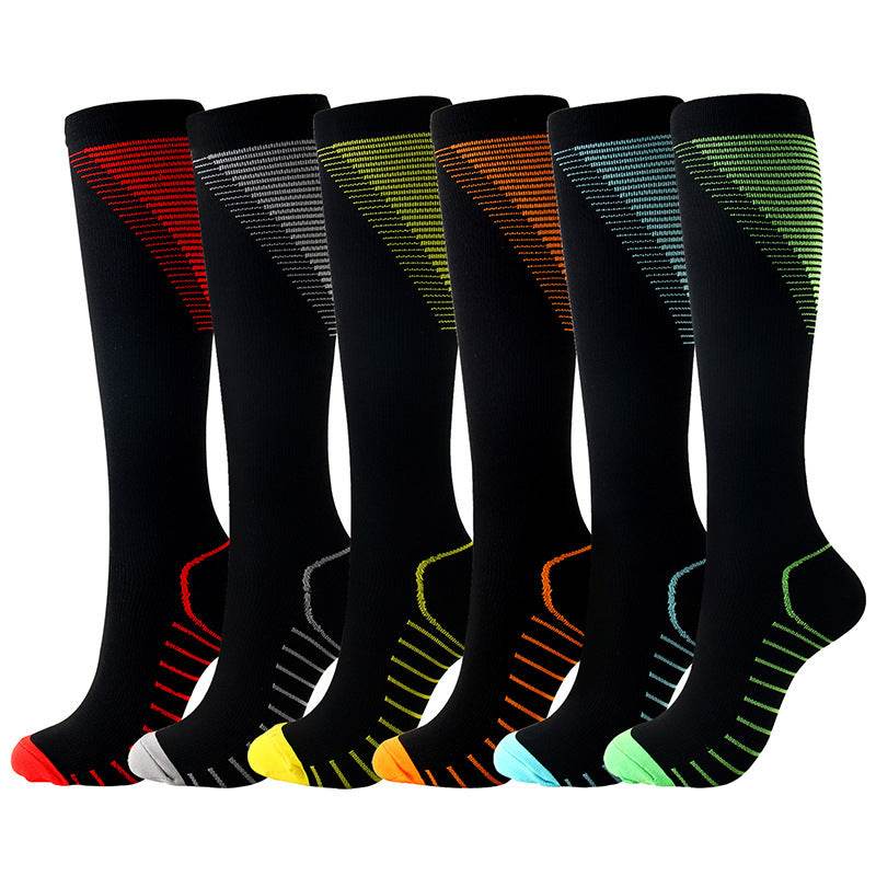 Color pattern V-shaped compression socks - Mubimart