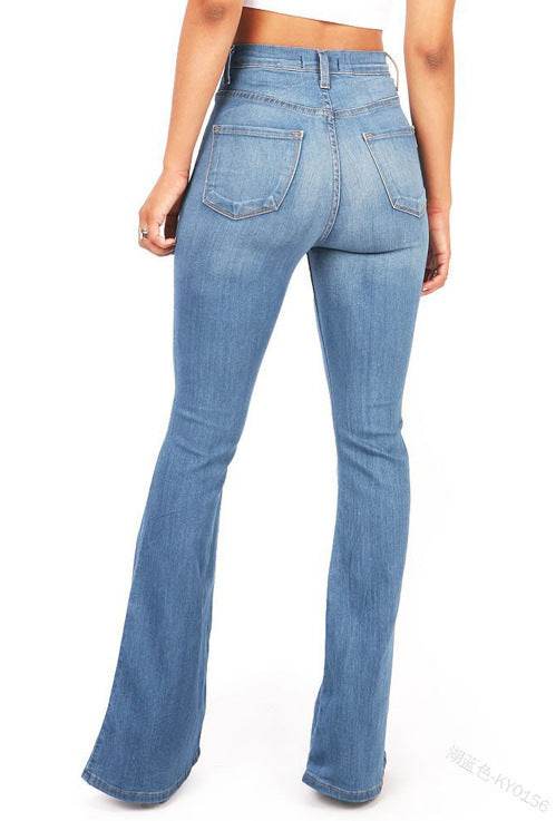 Women Autumn Winter Skinny Jeans Flare Pants New Fashion High Waist Slim Elasticity Streetwear Workout Long Pants Capri - Mubimart