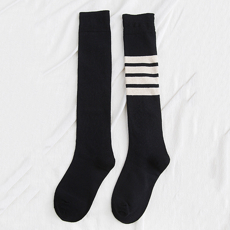 Four bars long tube knee socks - Mubimart -  