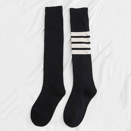 Four bars long tube knee socks - Mubimart