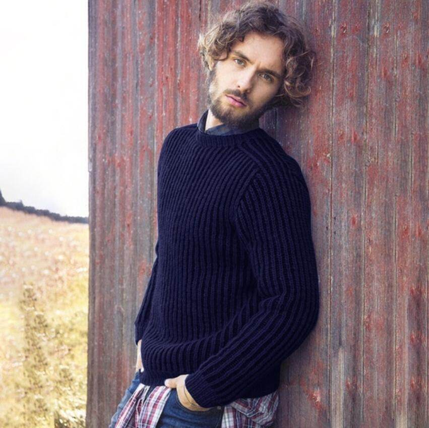 Knitted sweater pullover round neck sweater - Mubimart