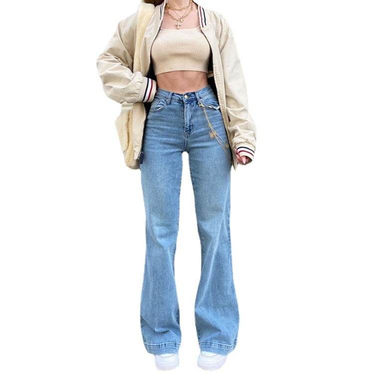 Women's Jeans Mid-rise Blue Commuter Bootcut Pants - Mubimart