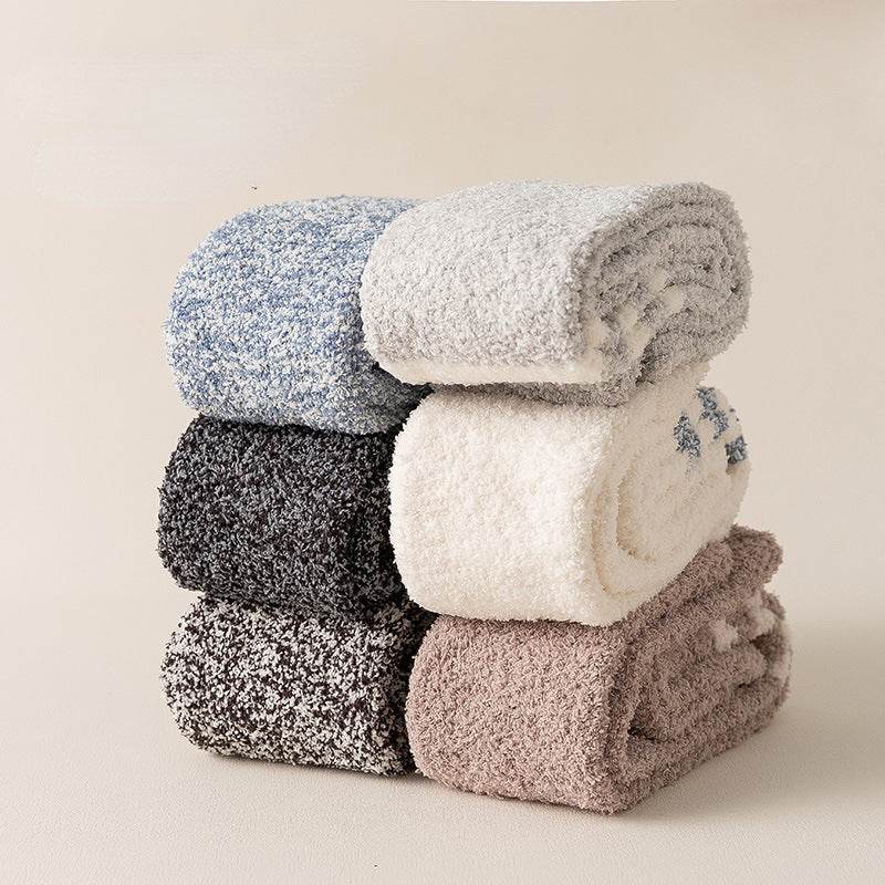 Coral Fleece Socks Men's Knee High Socks Plush Thick Socks - Mubimart
