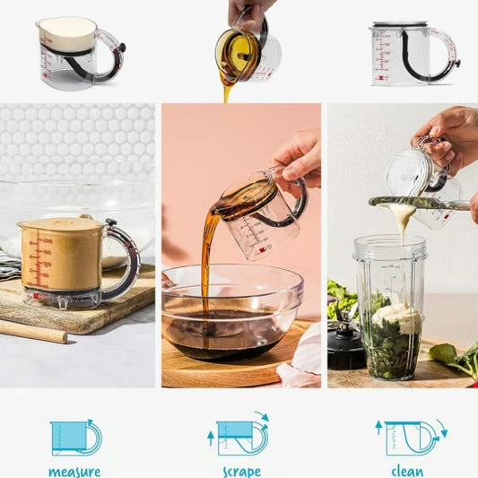 4-In-1 Adjustable Measuring Cup Multi-Functional Measuring Cup With Scraper-Style Seal Base Measurings Cube Cups For Cooking