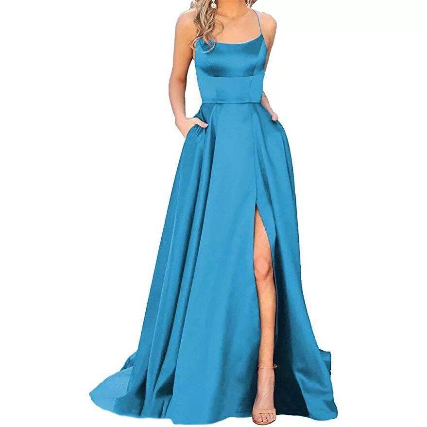 Sleeveless Split Prom Evening Dress New - Mubimart