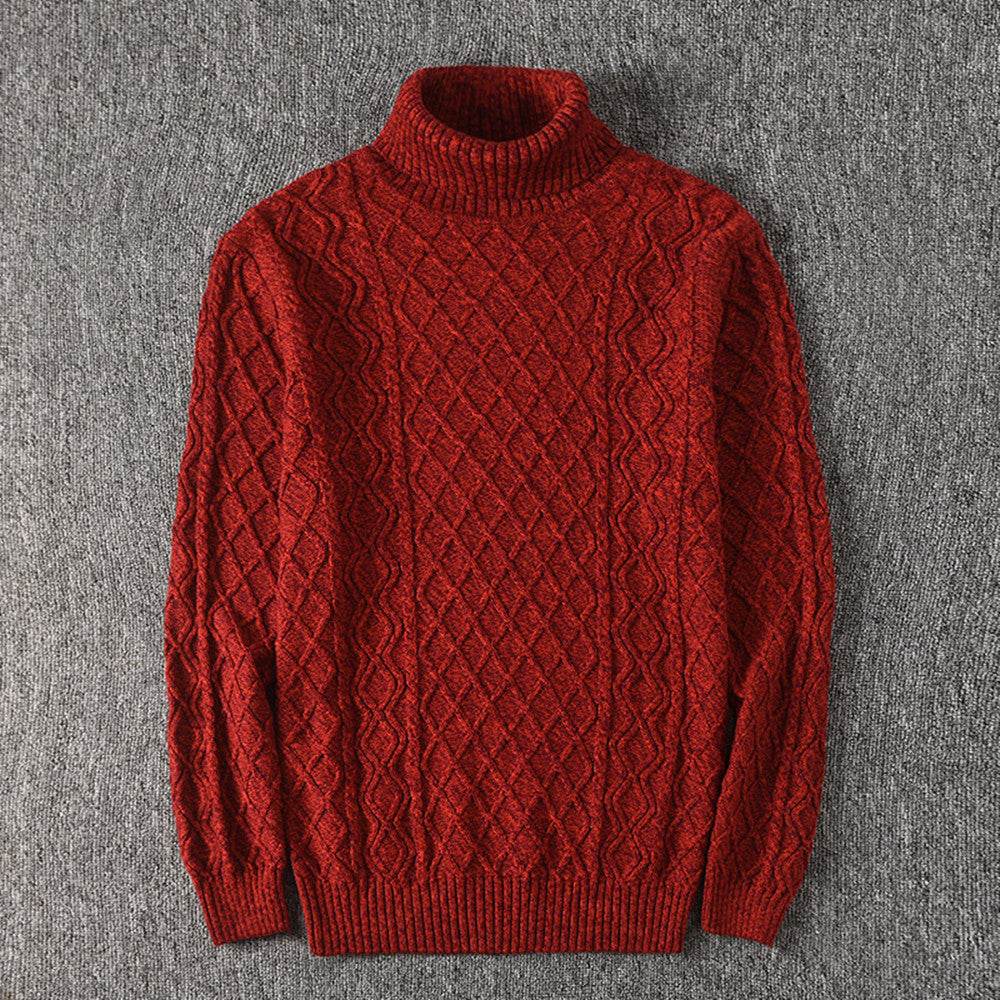 Middle-aged And Young Plus Size Turtleneck Plus Fleece Sweater - Mubimart