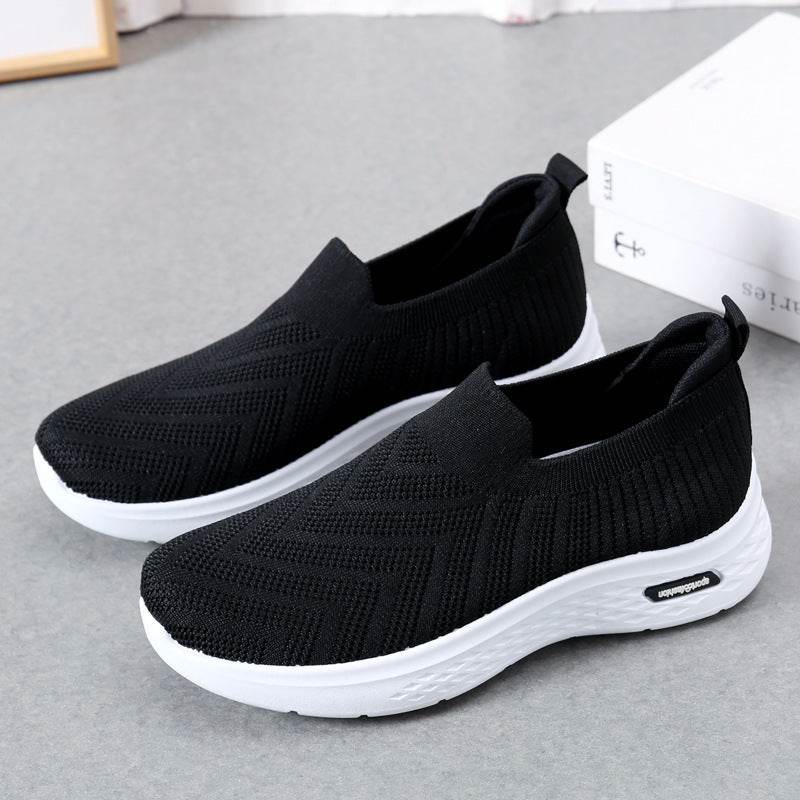 Casual Mesh Shoes Sock Slip On Flat Shoes For Women Sneakers Casual Soft Sole Walking Sports Shoe - Mubimart