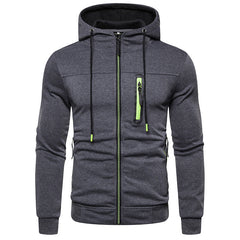 New Simple Splicing Zipper Hooded Long Sleeve Hoodie