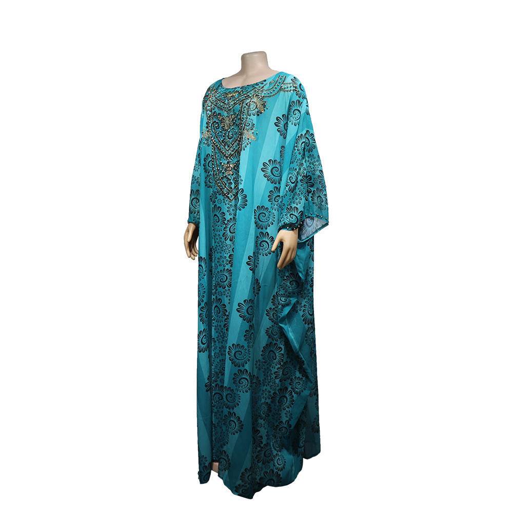 Women's Robe Chiffon Rhinestone Plus Beads Stretch Dress - Mubimart