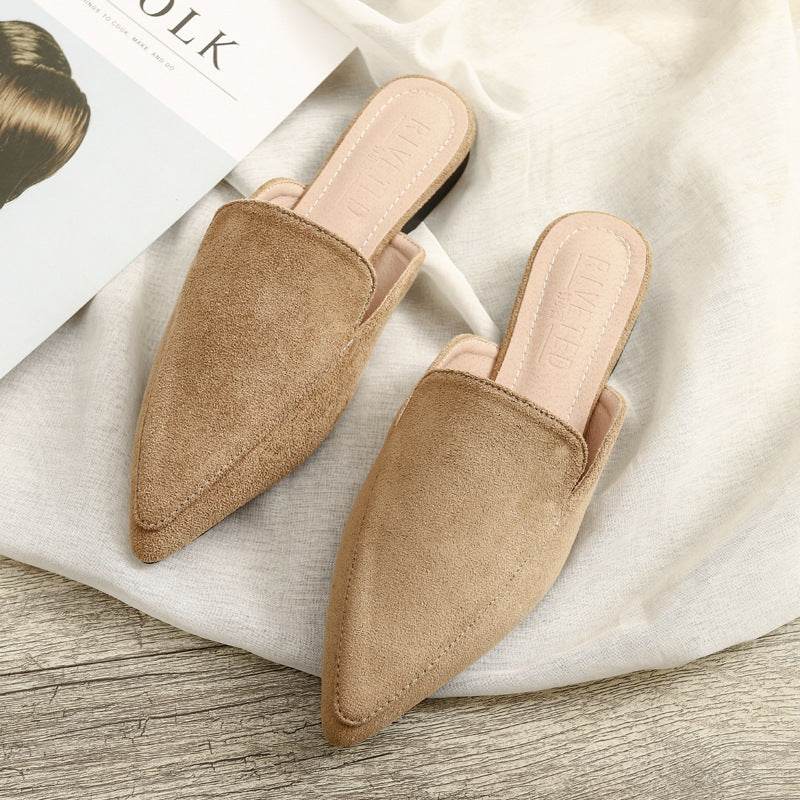 Fashion Closed Toe Flat Pointed-toe Semi-slippers Women - Mubimart