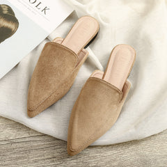 Fashion Closed Toe Flat Pointed-toe Semi-slippers Women