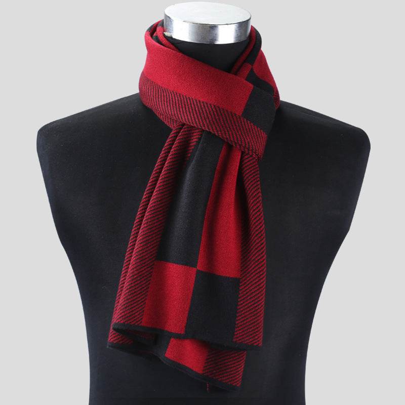 Plaid men scarf knitted scarf - Mubimart