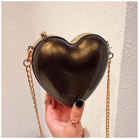 Mini Cross Body Chain Shoulder Heart Satchel - Mubimart