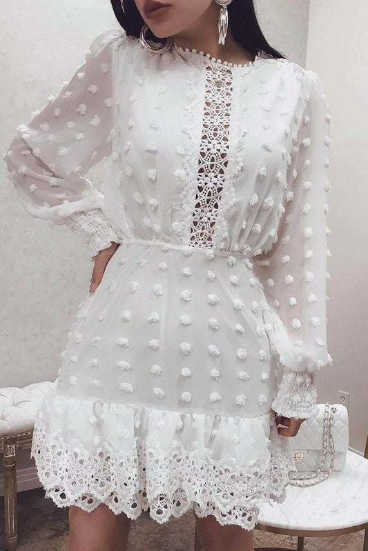 Women's Hollowed Chiffon Dress Formal Dress Lady Dress - Mubimart