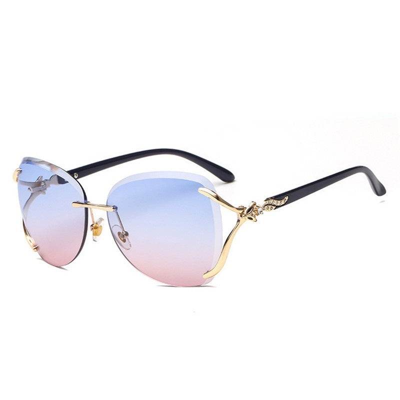 Pink Foxes Rhinestone Oversized Sunglasses - Mubimart
