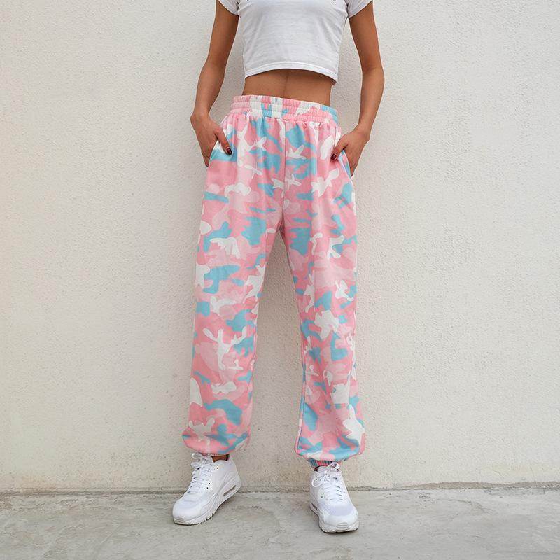 NCLAGEN New Women Camouflage Print Trousers Loose Harem Camo Pants Spring High Waist Casual Joggers Elastic Sweatpants - Mubimart