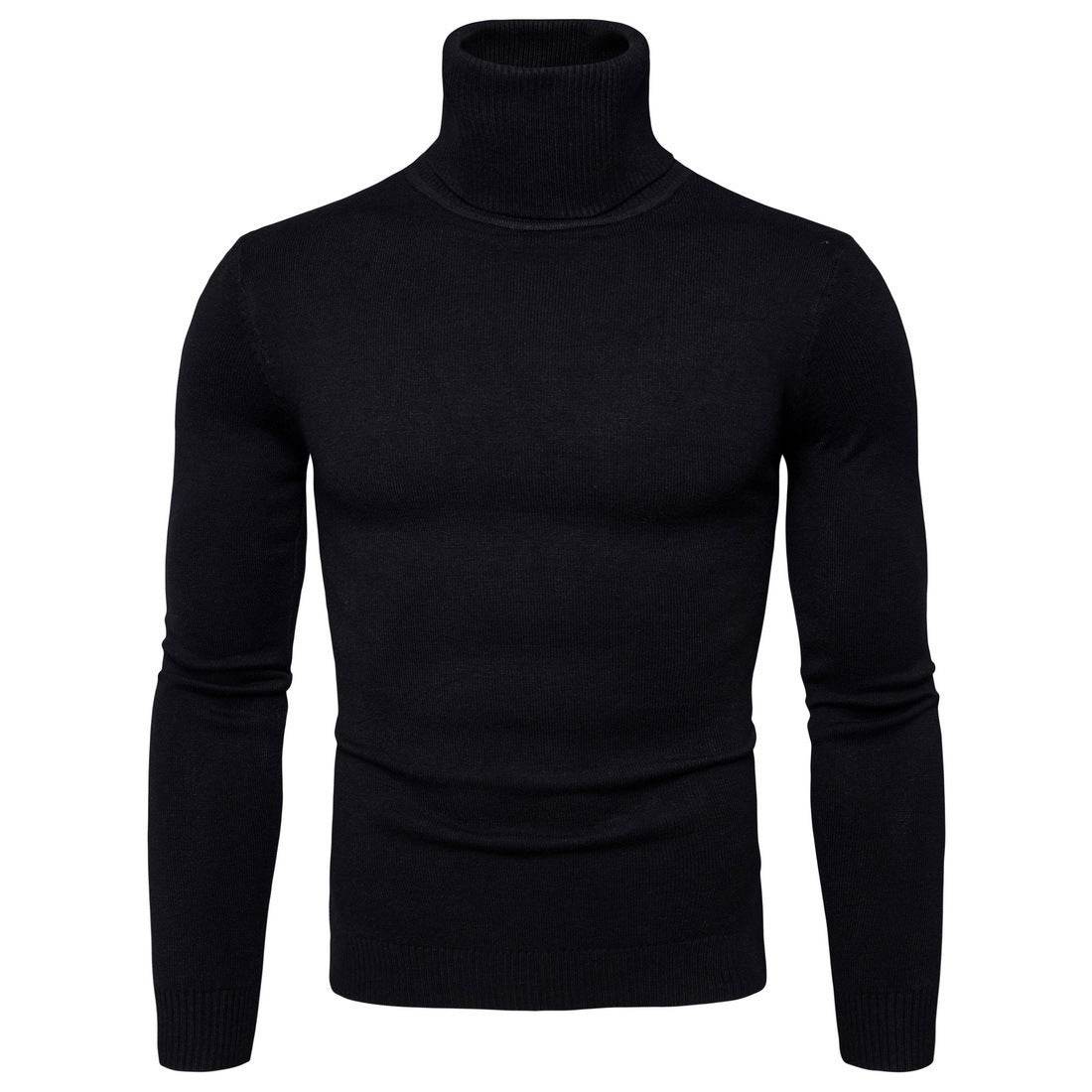 Winter Warm Basic Thermal Turtleneck Sweater Mens Solid Color Slim Fit Clothes Pullover Top - Mubimart