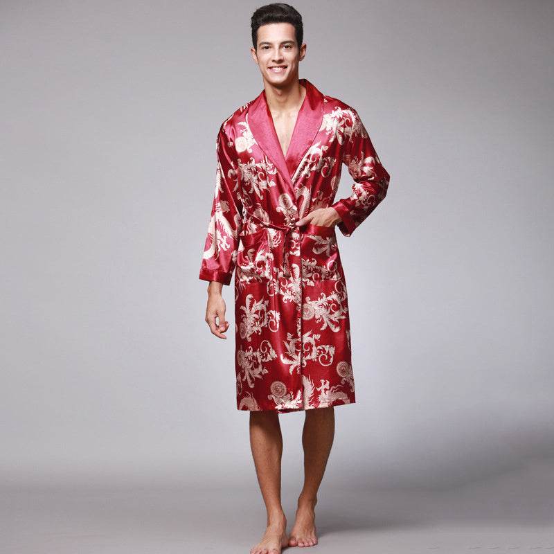 men silk robe - Mubimart