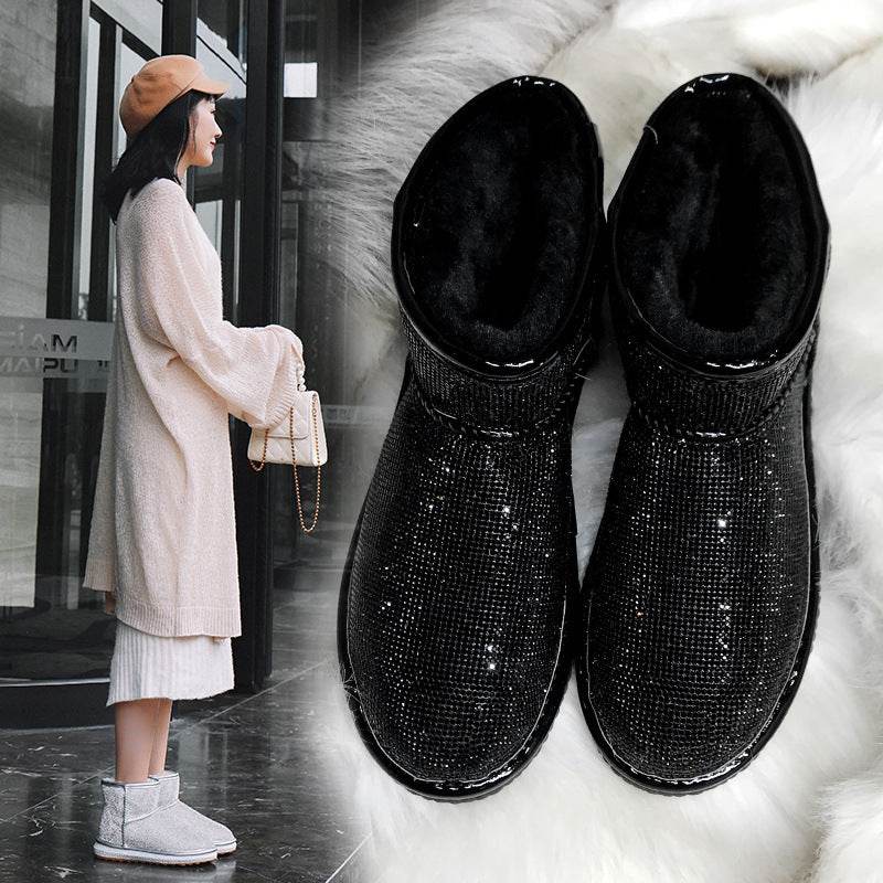 Rhinestone snow boots - Mubimart