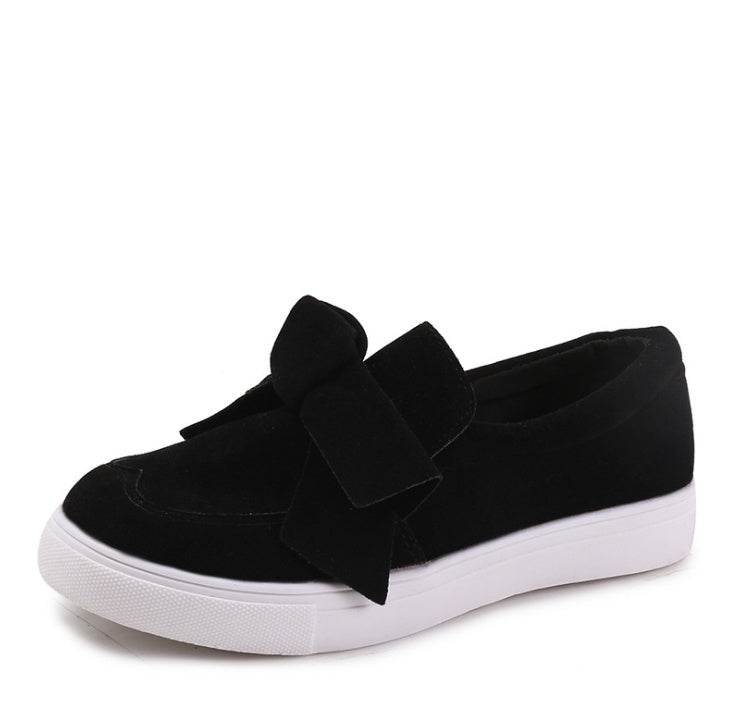 Women Nubuck Loafers Casual Bowknot Shoes - Mubimart