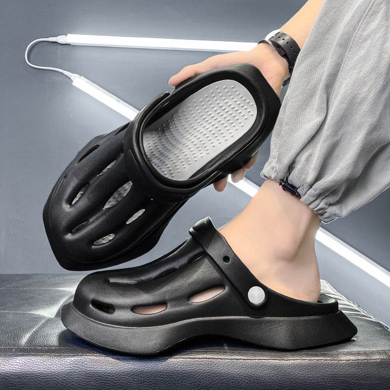 Fashion Clogs Shoes Summer Ankle-wrap Slippers Garden Beach Shoes - Mubimart
