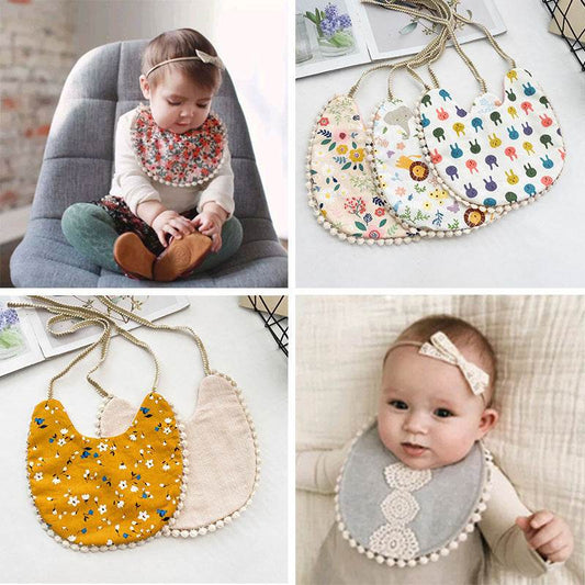 Double-sided AB Face Baby Bib Beanie Lace Newborn Bib - Mubimart