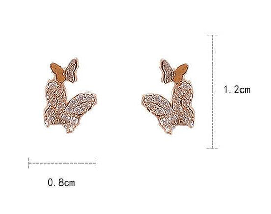 Micro Inlaid Butterfly Stud Earrings French Earrings Women - Mubimart