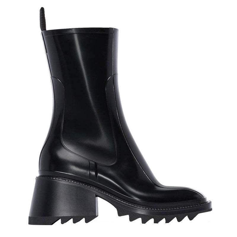 Thick-soled block heel square toe boots - Mubimart
