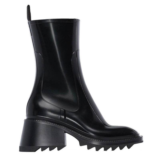 Thick-soled block heel square toe boots - Mubimart