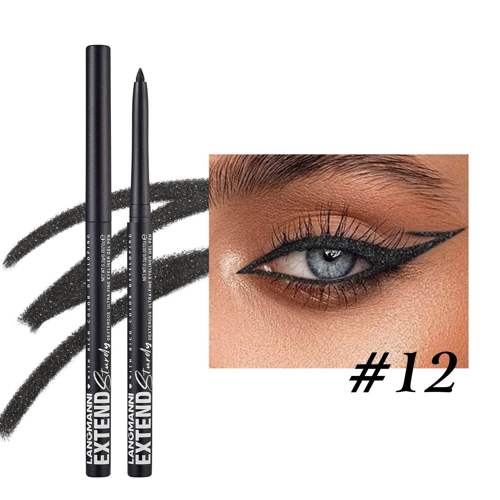 Colorful Gel Glitter Eyeliner Pencils Waterproof & Smudgeproof For Party, Halloween, Cosplay Makeup 12 Vibrant Shades - Mubimart
