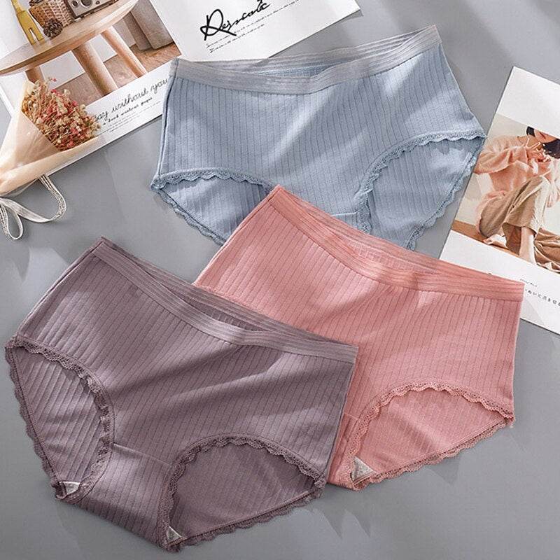 Antibacterial lace-edged panties - Mubimart