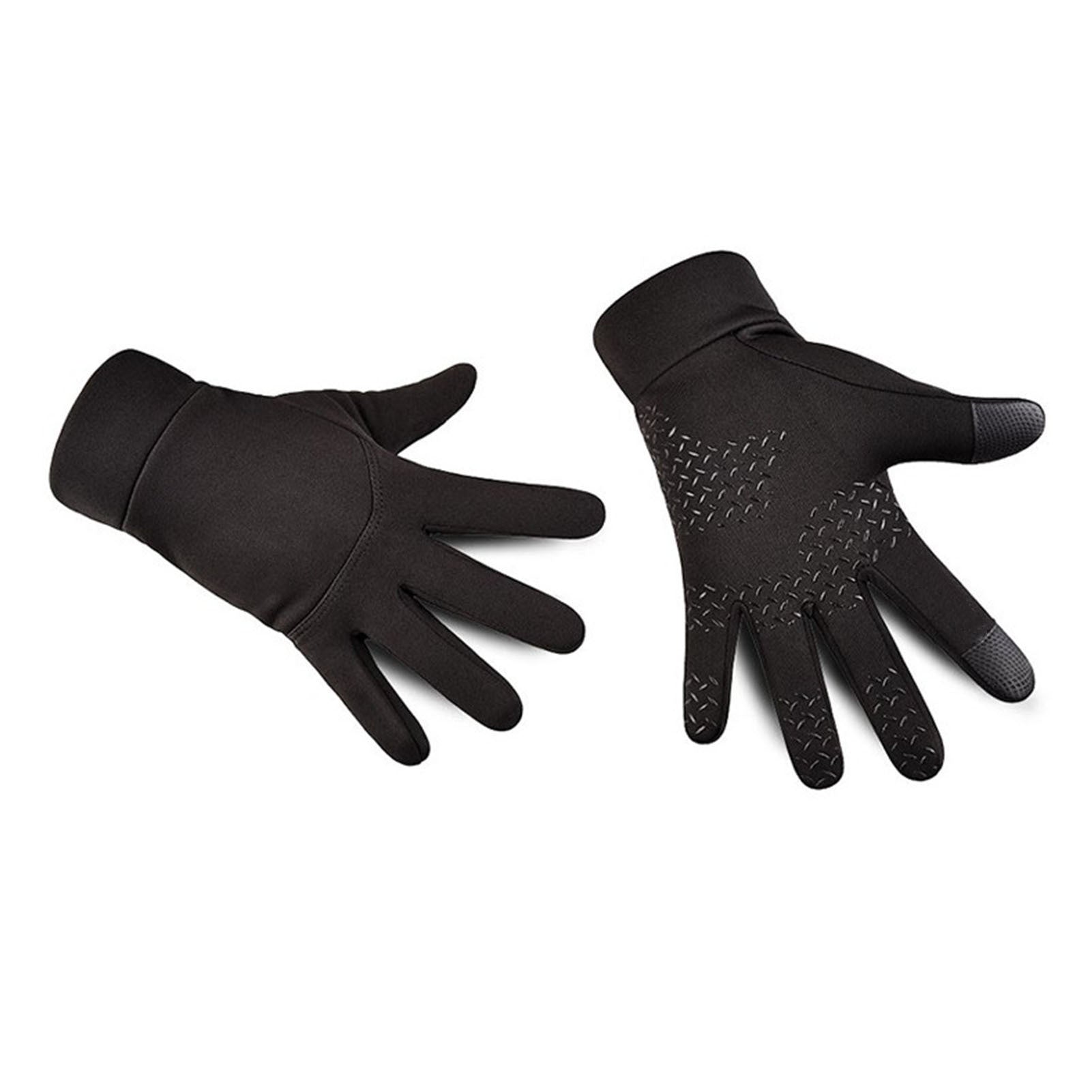 Winterhandschuhe für Herren, Touchscreen, winddicht, wasserdicht, gebürstete Handschuhe für Outdoor-Sportaktivitäten, Skifahren, Schwarz, L