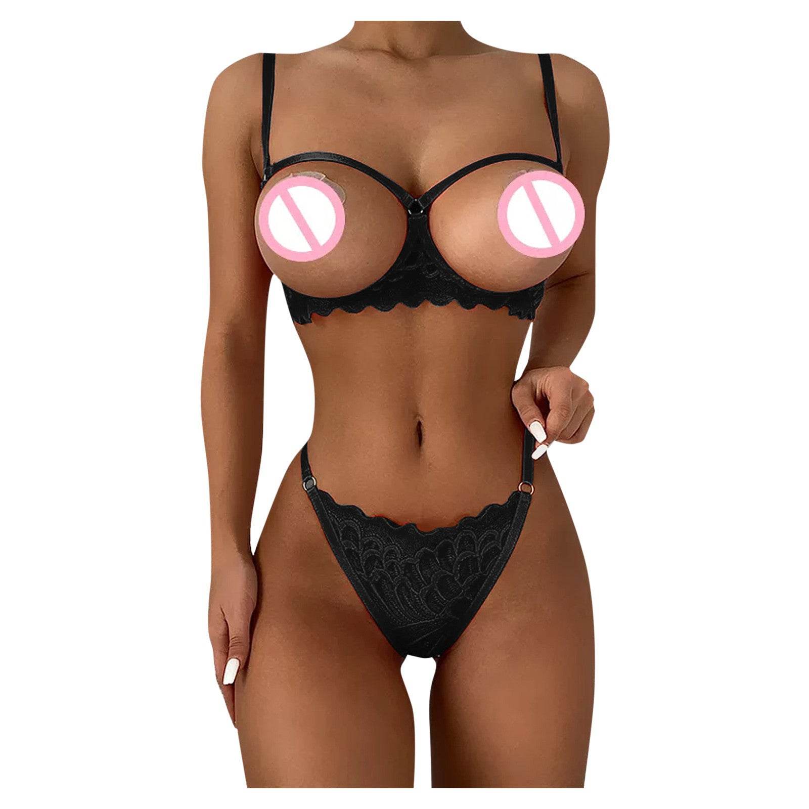 Women's Sheer Lingerie Bra Panty Set - Mubimart