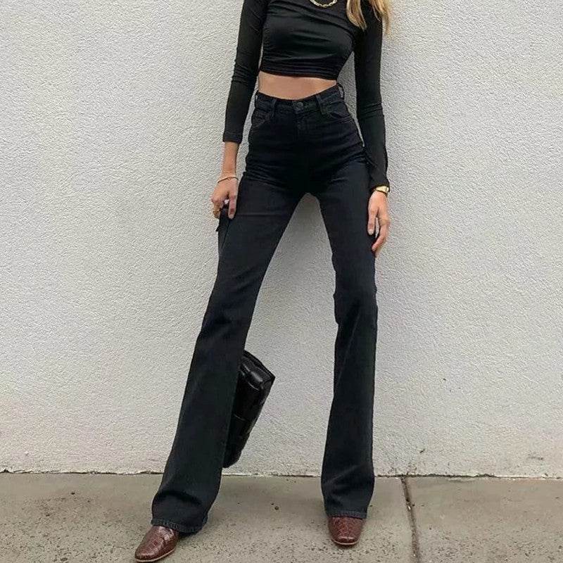 European And American Ins Retro Slim Micro Flare Jeans Women - Mubimart