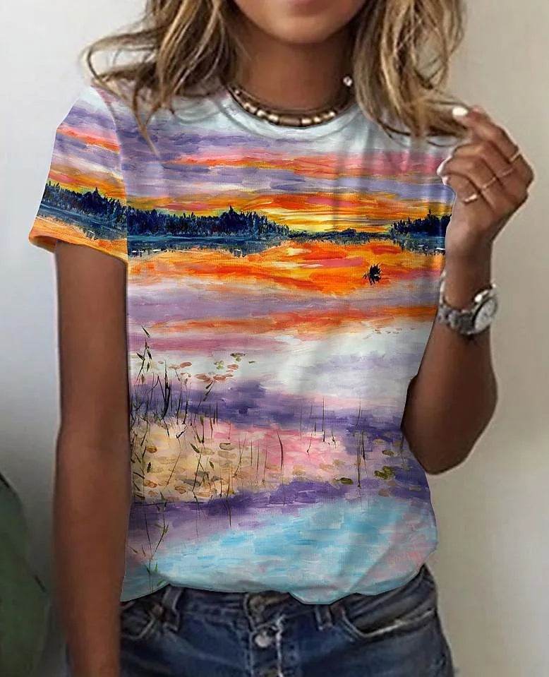 Printed Casual T-shirt For Women - Mubimart