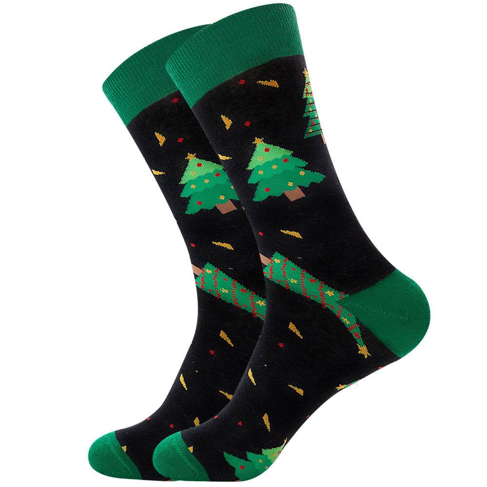 Men's Socks Santa Claus Moose Men's Mid-tube Socks Tide Cotton Socks - Mubimart