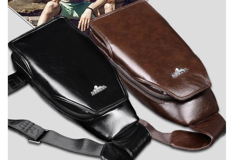Men's Fashion Crossbody Bag Theftproof Leather Business Sling Bags Male Casual Chest Bags Shoulder Bags Chest Waist Pack - Mubimart