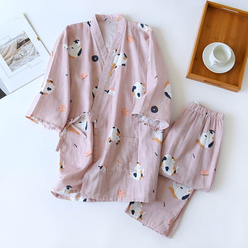 Cardigan Cotton Loungewear Comfortable Suit Pajamas - Mubimart