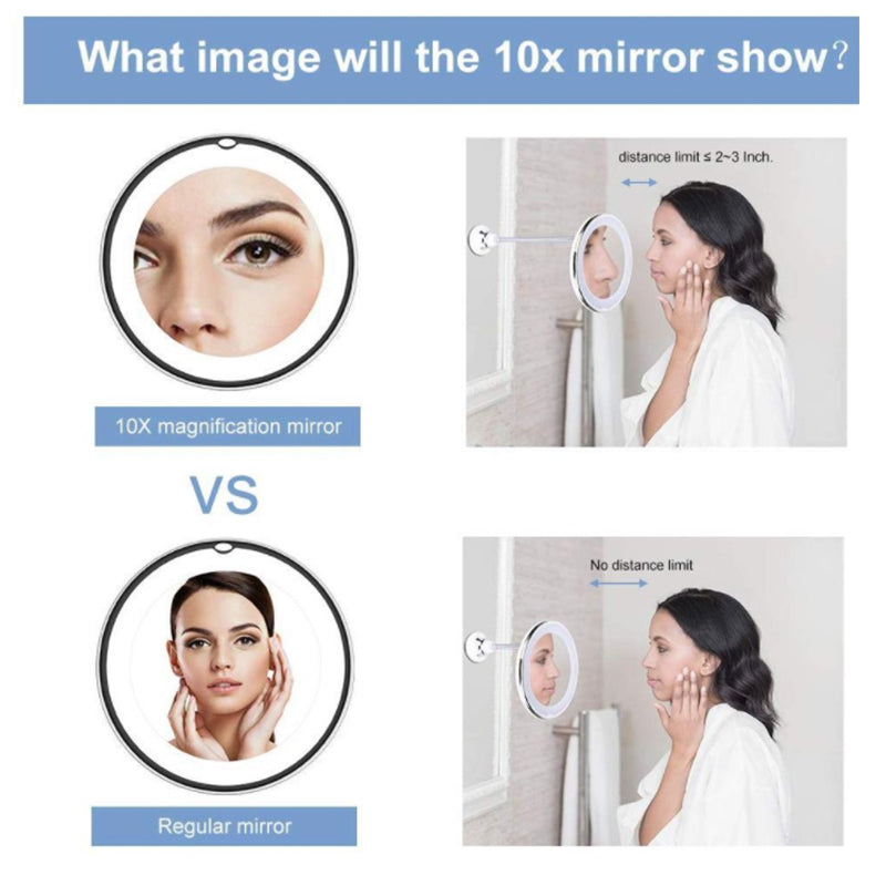 360 Swivel 10x Magnifying Bright LED Lighted Makeup Mirror - Mubimart -  