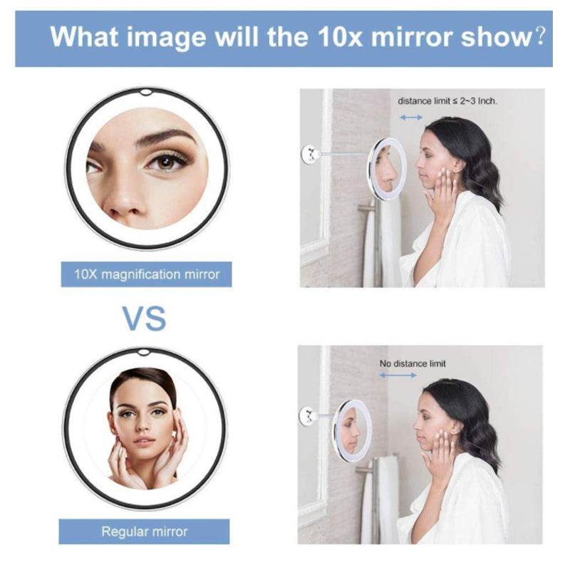 360 Swivel 10x Magnifying Bright LED Lighted Makeup Mirror - Mubimart