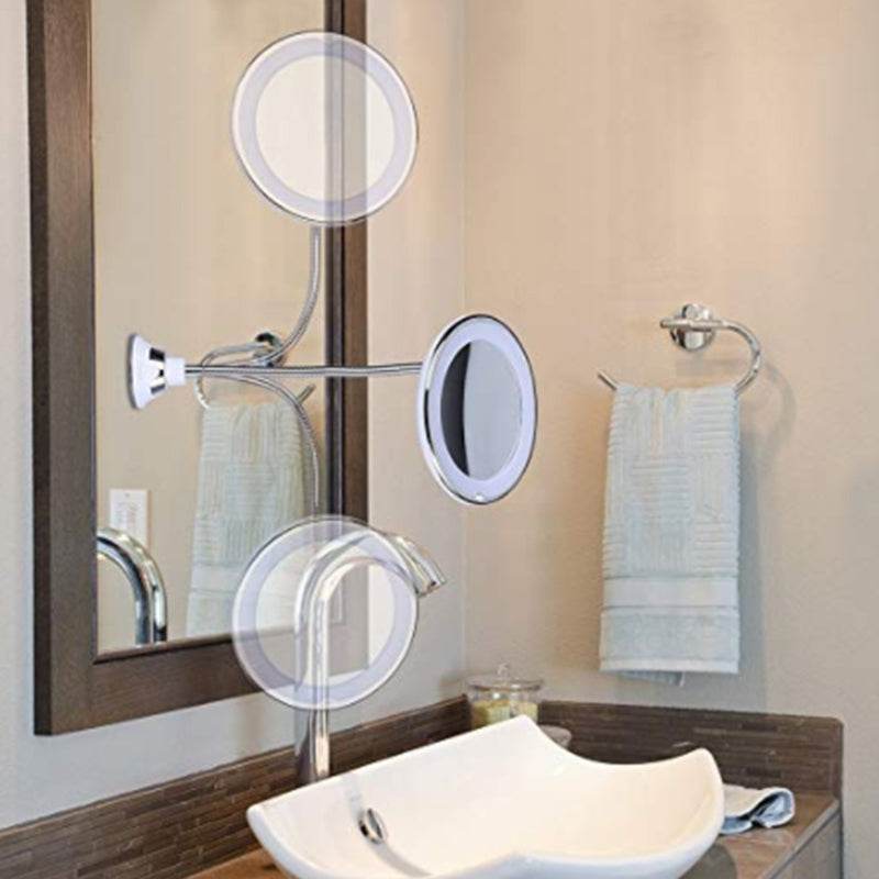 360 Swivel 10x Magnifying Bright LED Lighted Makeup Mirror - Mubimart