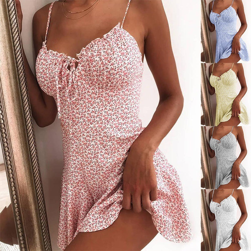 Floral Dress Mini Camisole Dress Women - Mubimart - Camisole Dress 