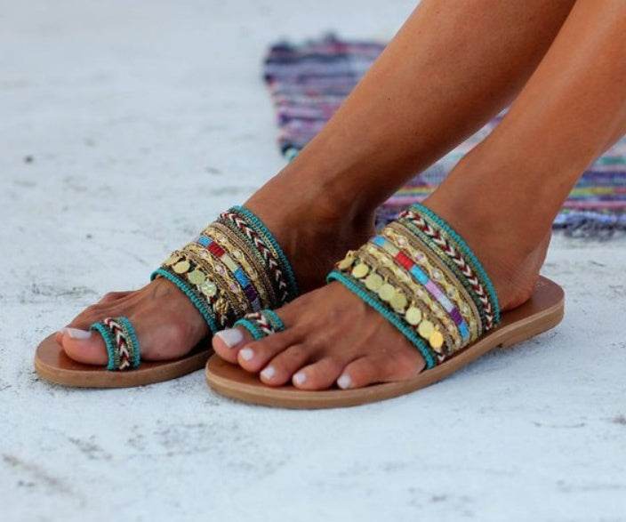 Handmade flat sandals - Mubimart