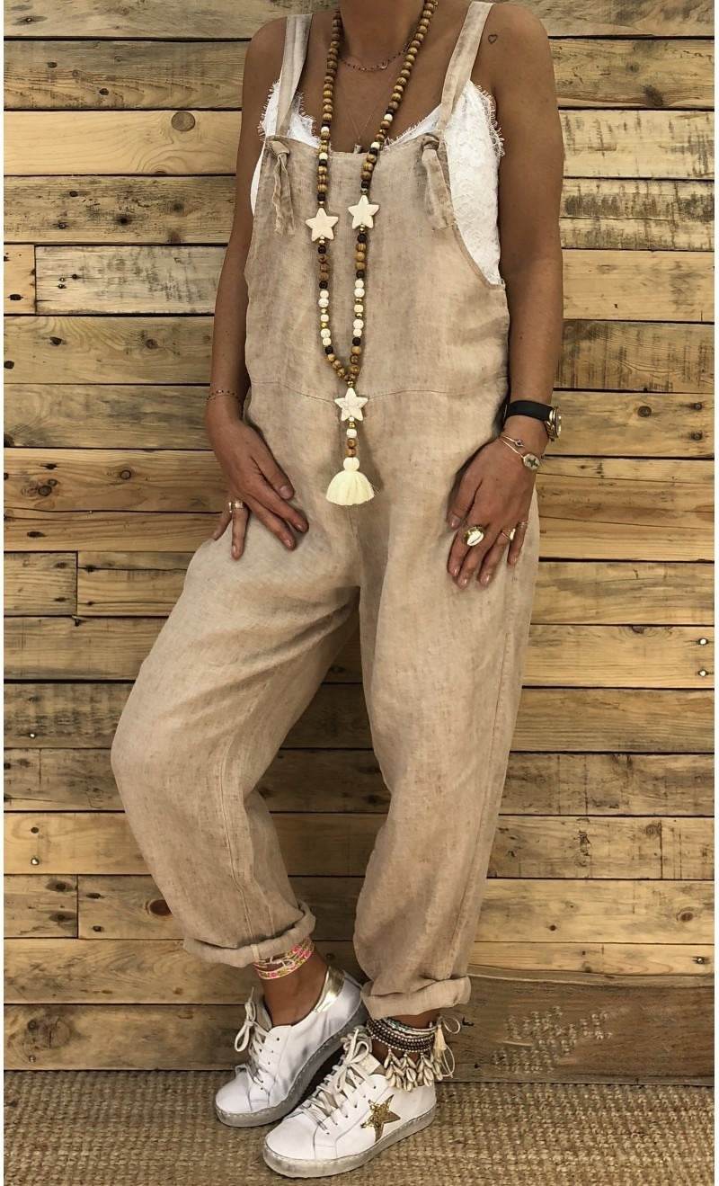 Loose suspender jumpsuit plus size overalls - Mubimart